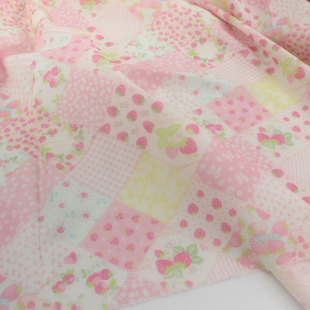 粉色多巴胺拼布印碎花格子府绸纯棉 女装连衣裙童装睡衣娃衣面料