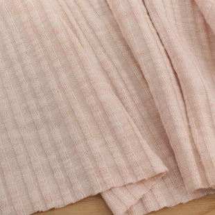 浅粉纯色软垂弹力针织提花条纹 上衣开衫连衣裙围巾童装娃衣面料
