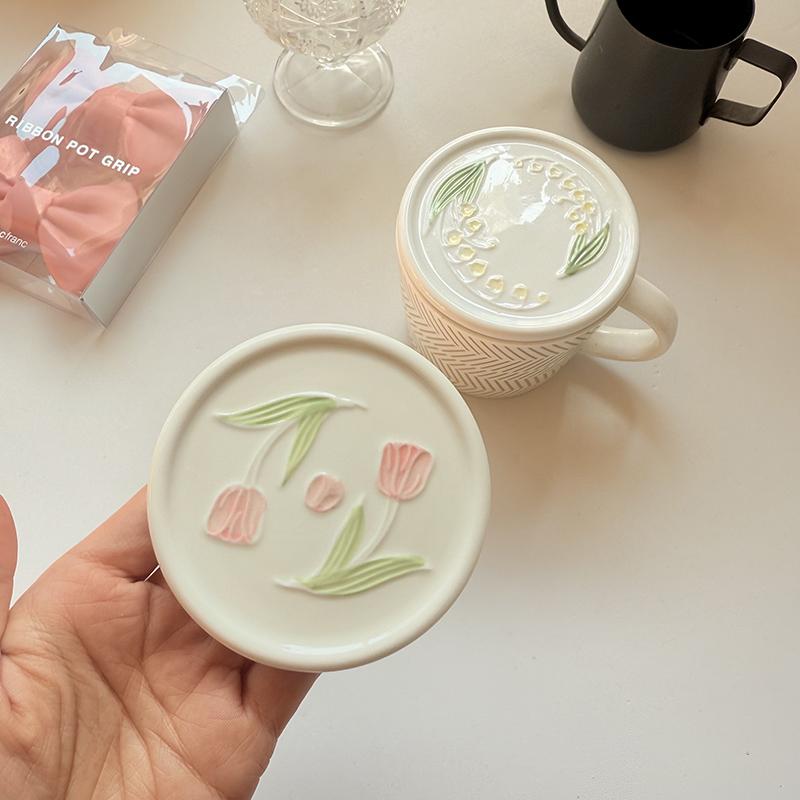 ins陶瓷盖杯子圆形防尘盖