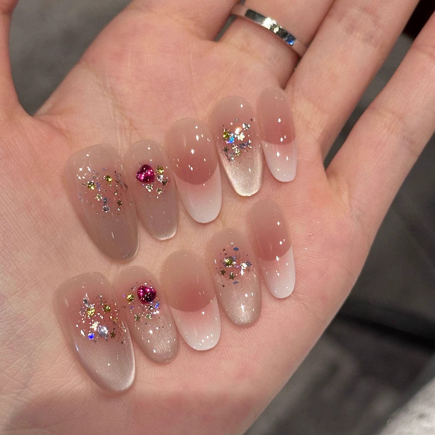 可爱鬼美甲穿戴甲法式中椭圆甲片