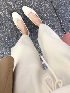 小个子羊毛阔腿裤女高腰八分白色针织裤春秋宽松休闲直筒裤九分坠