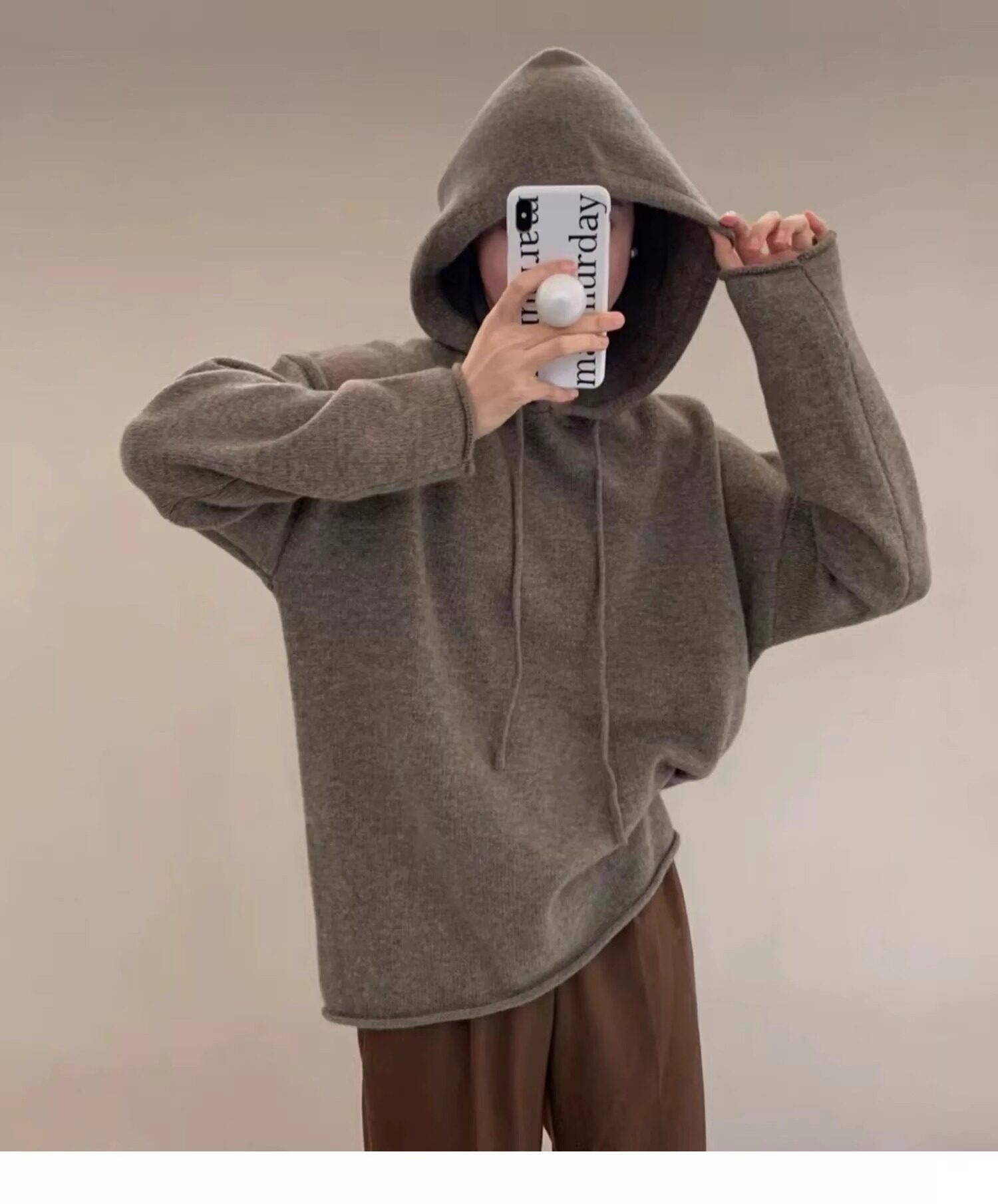 欧货秋冬新款连帽羊绒衫女