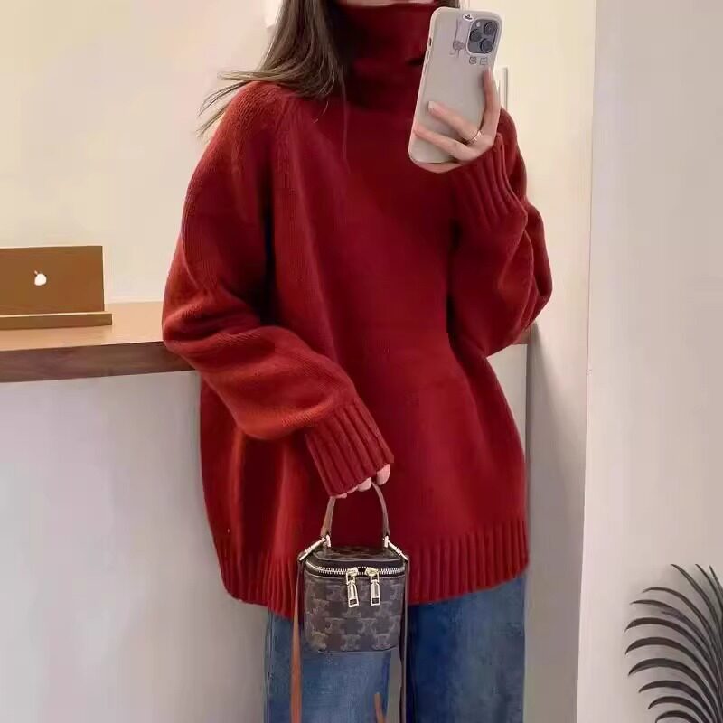 堆堆领山羊绒衫女毛衣针织衫