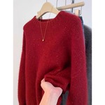 本命年红色亮丝羊绒针织衫女宽松加厚圆领毛衣大码羊毛打底衫秋冬