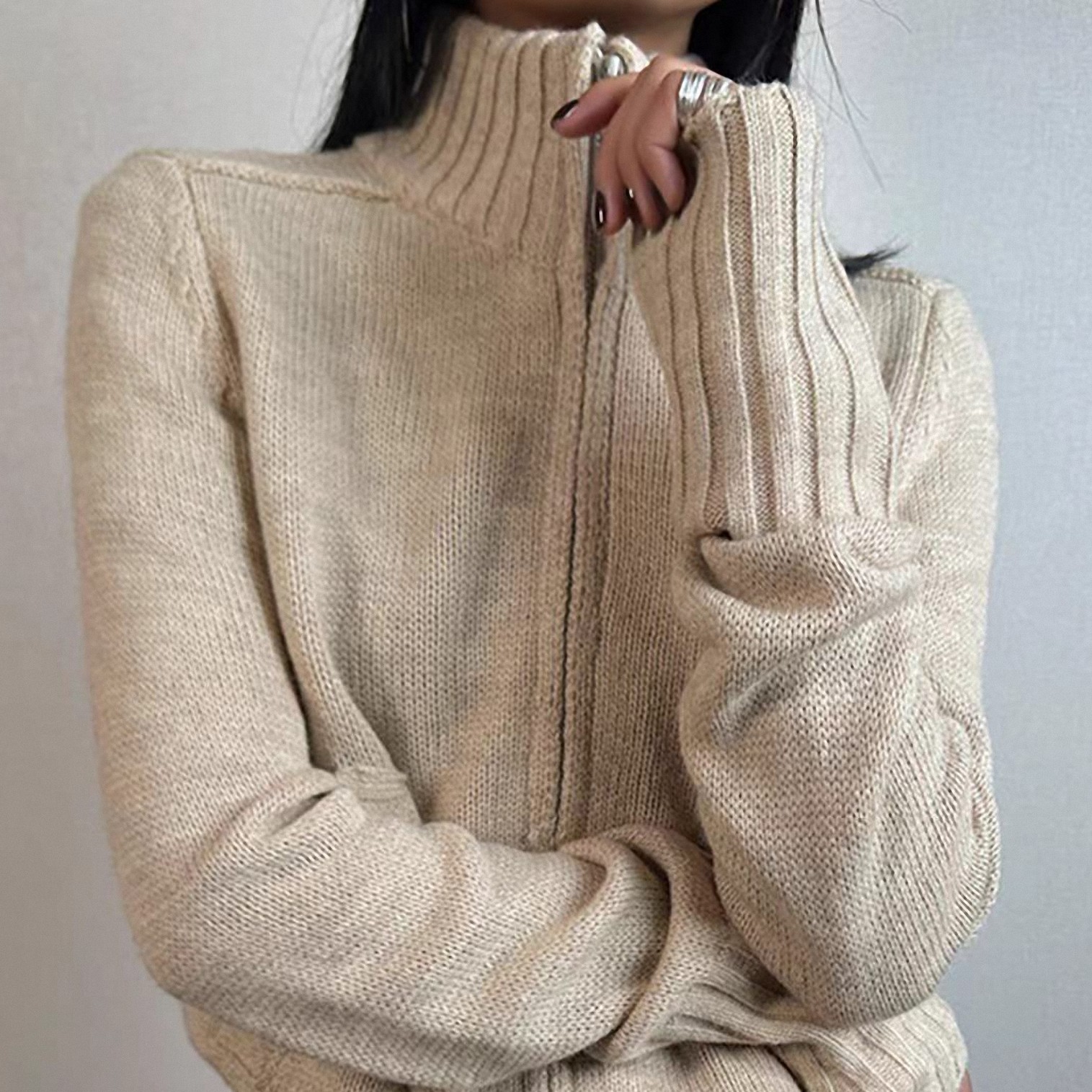 秋冬韩系纯羊毛加厚保暖女开衫