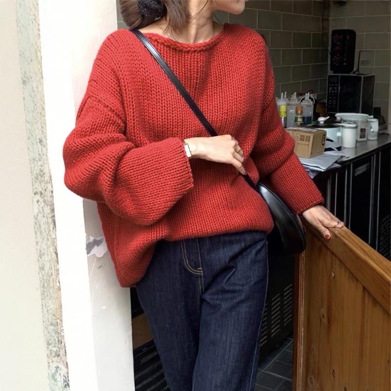 圆领山羊绒衫女加厚ROW慵懒风