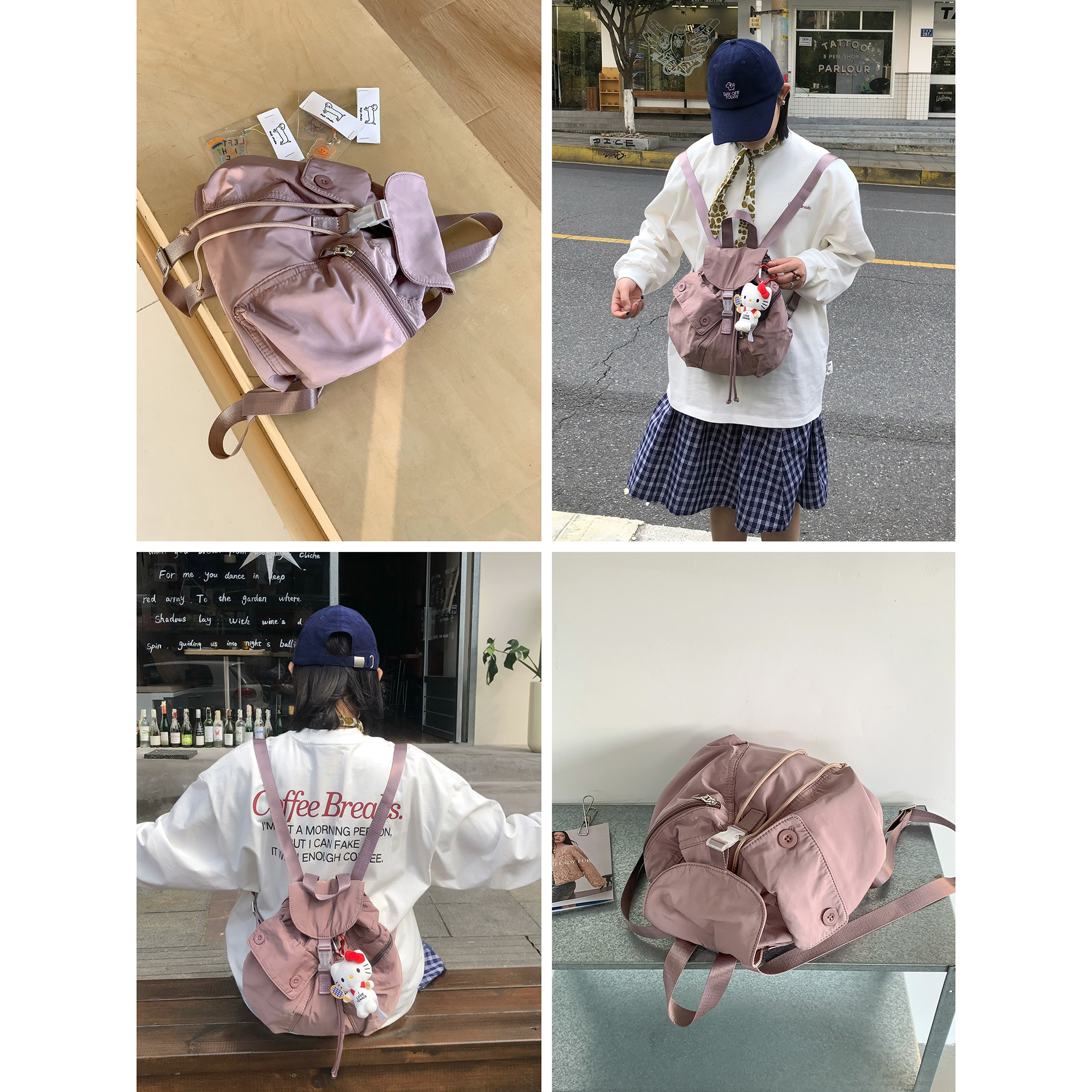 HIJUDY落樱粉慵懒双肩包
