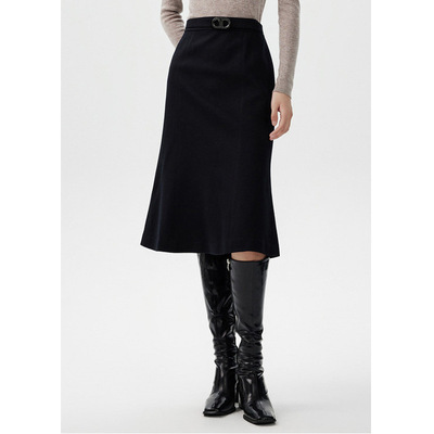 【朗*定单】秋冬羊毛中长百搭高腰厚款法式优雅气质鱼尾半身裙女