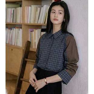 子纹宽松外套长袖 爆款 韩国ins春秋季 简约复古休闲风格 上衣女 衬衫
