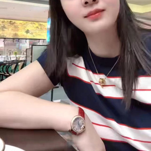 今年流行特惠591013新大爱美依缘2025新款时尚宽松短袖设计感条纹