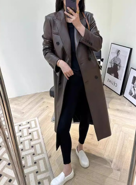 今年流行特惠真皮皮衣3253春秋美拉德西装风衣小羊皮双排扣长款
