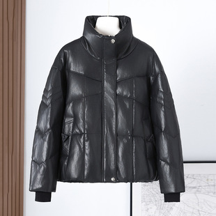 今年流行特惠跨境批发25冬季新款绵羊皮羽绒服女短款休闲鸭绒加厚