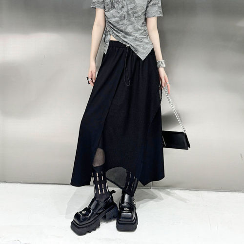 今年流行特惠山本风设计感网格拼接半身裙2026夏季新款不规则拼接