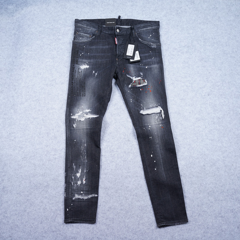 意大利产铆钉做旧破洞磨损super twinky jean牛仔裤 公价8650元