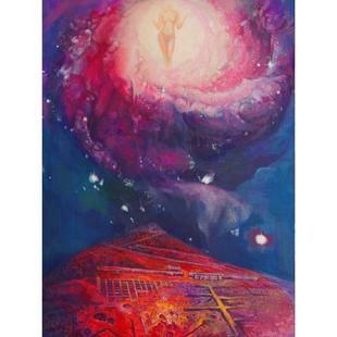 太陽神女之誕生 繪畫原作 譚先智三星堆金沙題材油畫