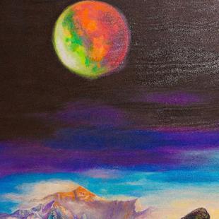 绘画原作 笑靥 谭先智三星堆金沙系列油画 千年.月亮