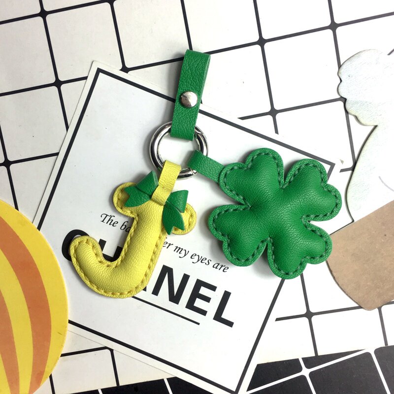 幸运草原创手工真皮四叶草汽车钥匙扣挂件 牛皮包包挂饰情侣配饰