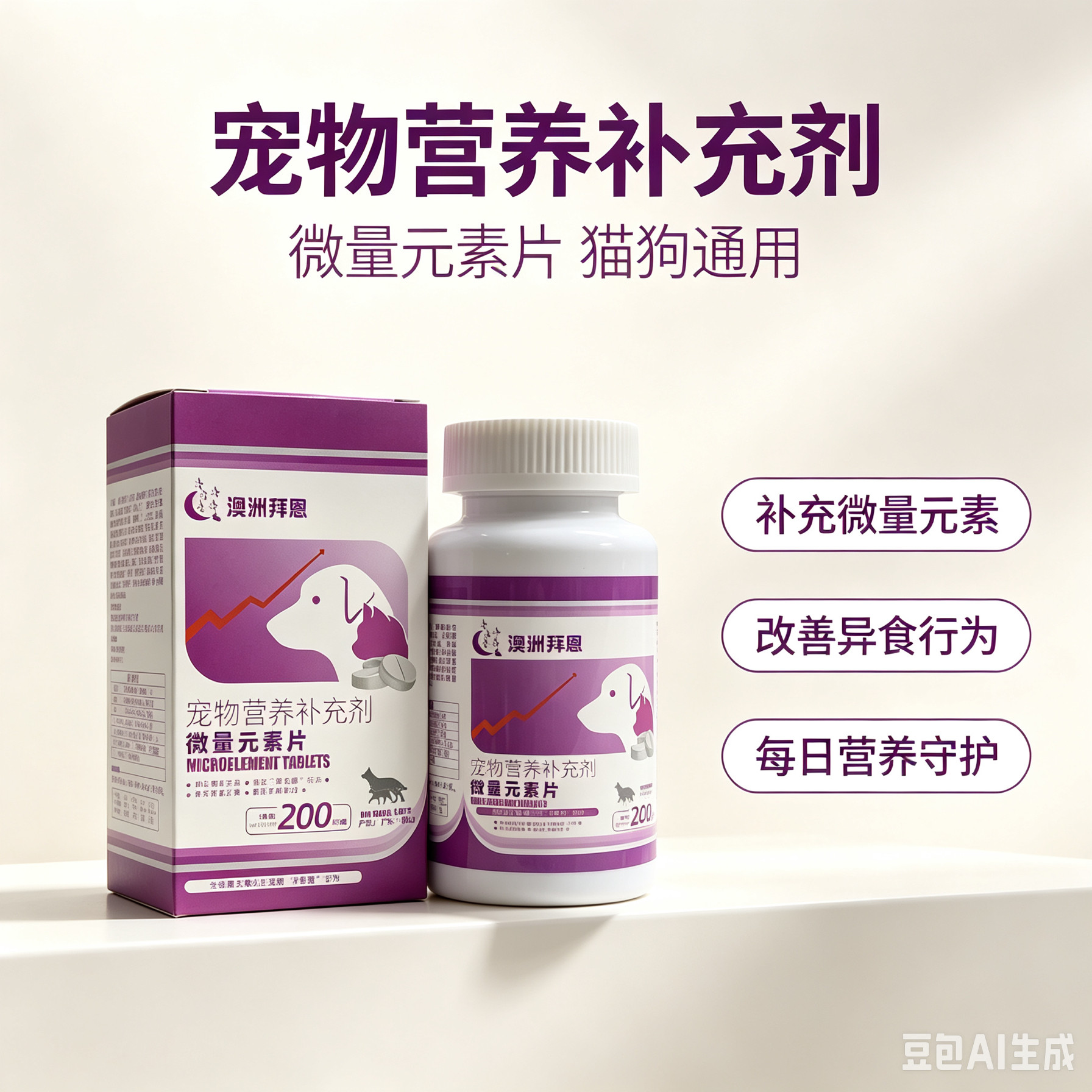 拜恩宠物狗狗猫微量元素片金毛泰迪幼犬吃狗屎啃土吃草肠内营养片