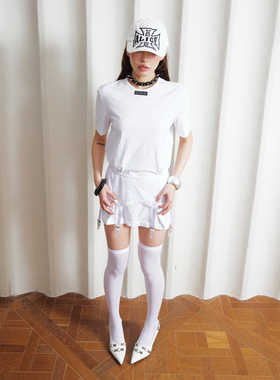 Babefish onze原创字母标设计感腰封蚂蚁腰百搭全棉设计长款T恤裙