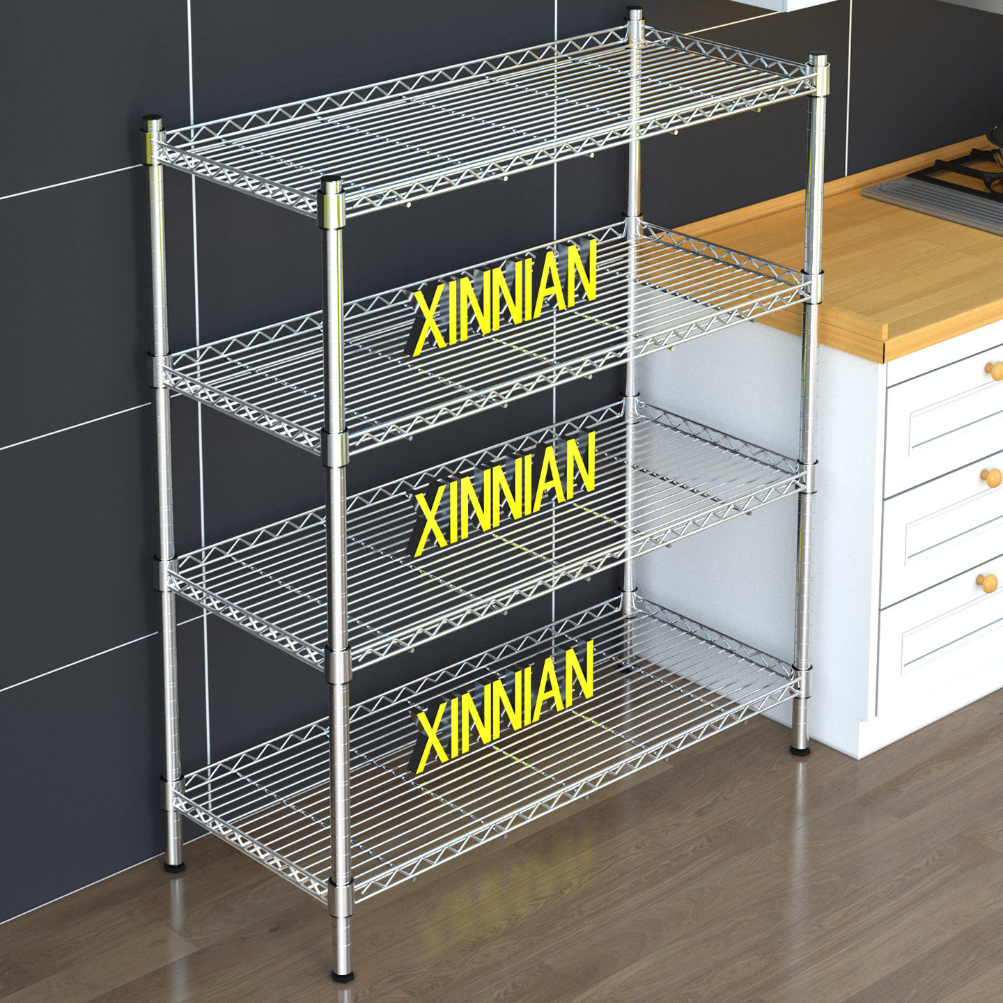 德国厨房置物架可调节不锈钢色落地网格架收纳架子金属多层式货架,厨房/烹饪用具,微波炉置物架,淘宝优惠券,粉丝福利购,淘宝优惠卷