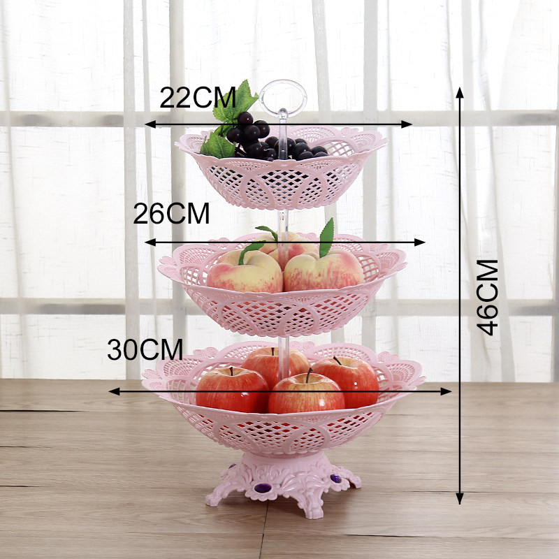 Giỏ hoa quả nhiều tầng kiểu châu âu, khay đựng hoa quả khô ba tầng sáng tạo, khay đựng kẹo khay đựng đồ điểm tâm, khay đựng hoa quả bằng nhựa, giỏ hoa quả