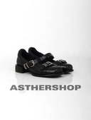 asthershop原创 黑色浅口小猪鼻平跟单鞋