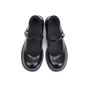 Asthershop原创 圆头基础黑色中跟玛丽珍鞋 一字带小皮鞋通勤单鞋