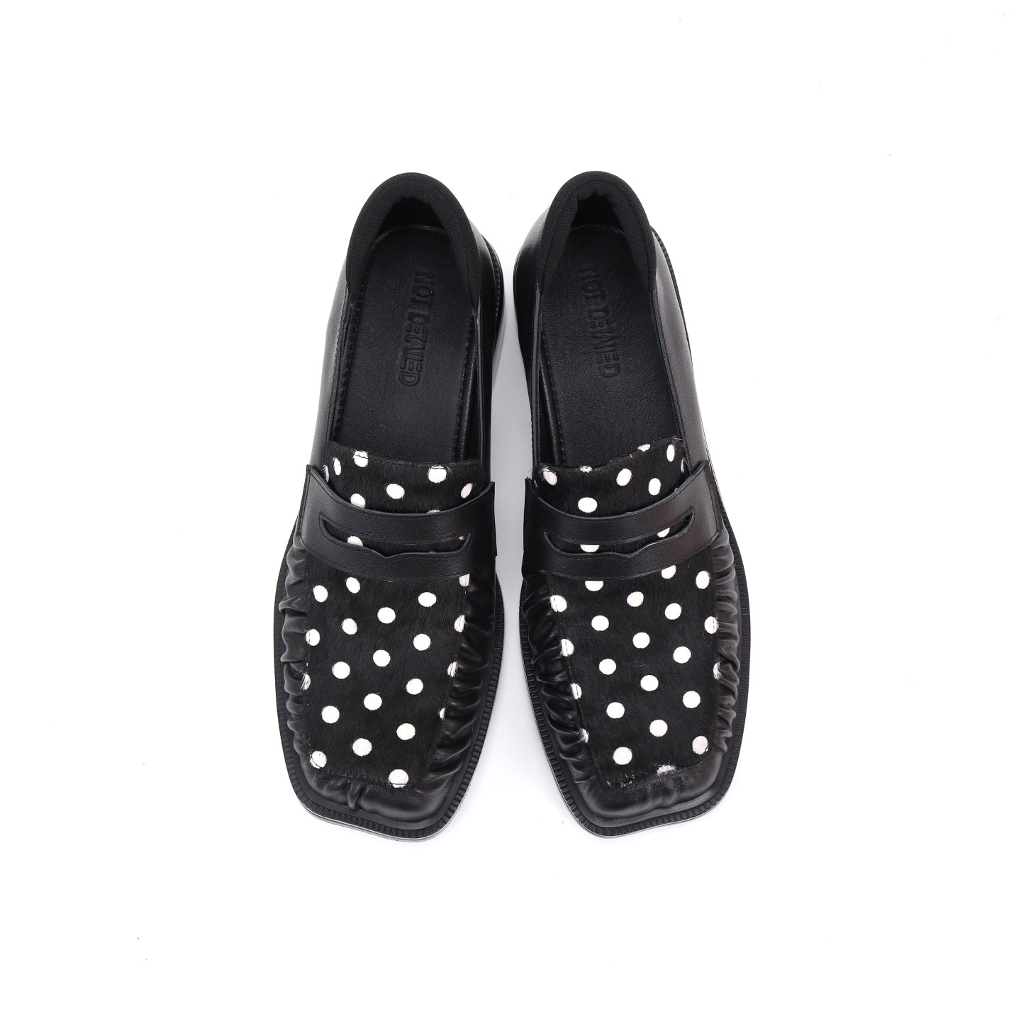 Asthershop原创 方头增高厚底乐福鞋 波点马毛单鞋褶皱复古感女鞋,女鞋,深口单鞋,淘宝优惠券,粉丝福利购,淘宝优惠卷