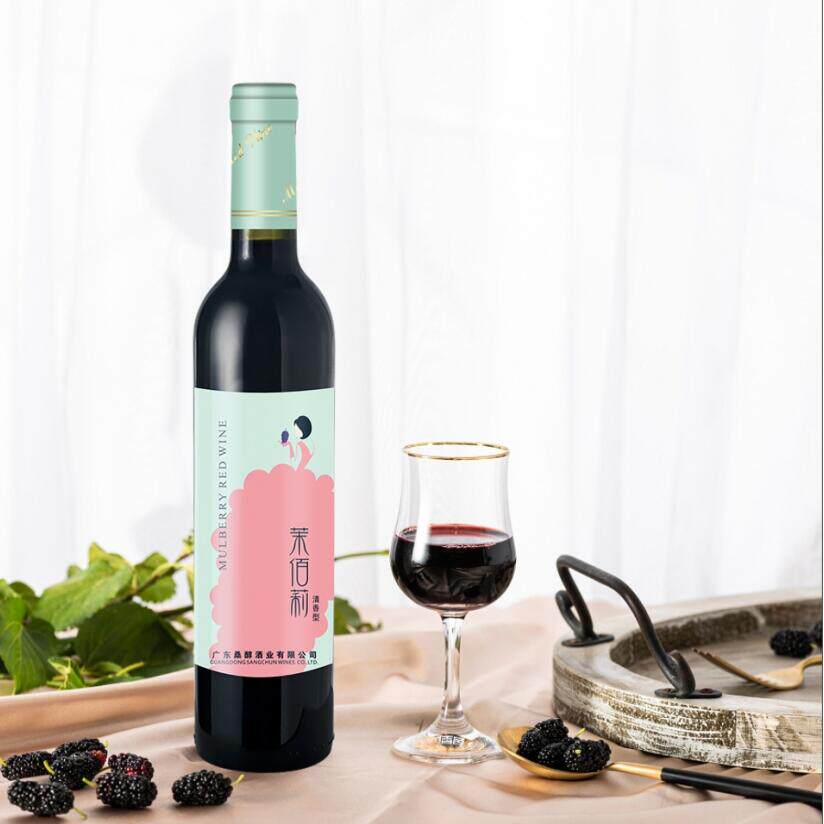 桑醇红酒 茉佰莉清香型500mL甜型100%桑椹原汁发酵桑葚酒  桑果酒