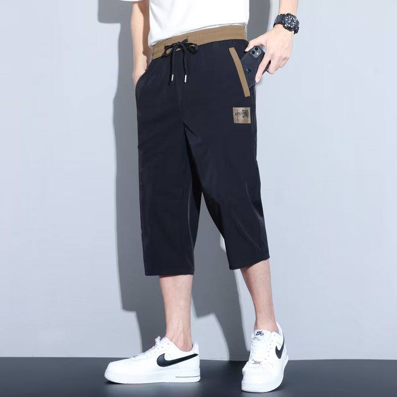 2025春夏季短裤拼接修身七分裤男士休闲裤潮流百搭宽松款