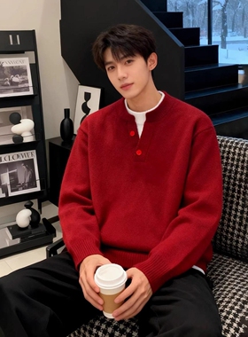 GT87高质量假两件毛衣P49红色灰色黑色M到XXL