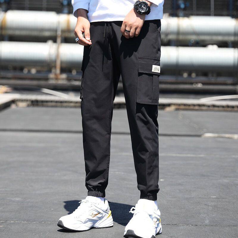 工装裤男士潮牌2025春夏宽松哈伦束脚运动薄款休闲立体袋长裤子男