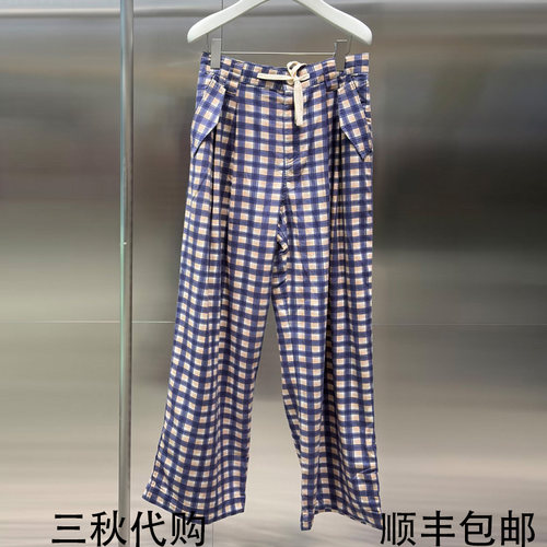 REVANYAYA芮范雅2026夏季新款复古格纹阔腿休闲长裤女R31302177