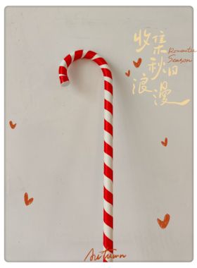 圣诞节装饰红白塑料彩绘拐杖道具舞蹈拍摄摆件圣诞树挂饰15-95CM