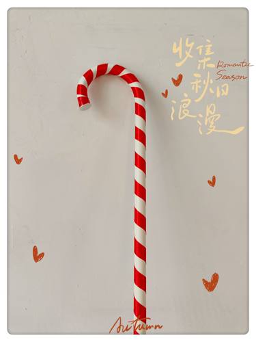 圣诞节装饰红白塑料彩绘拐杖道具舞蹈拍摄摆件圣诞树挂饰15-95CM