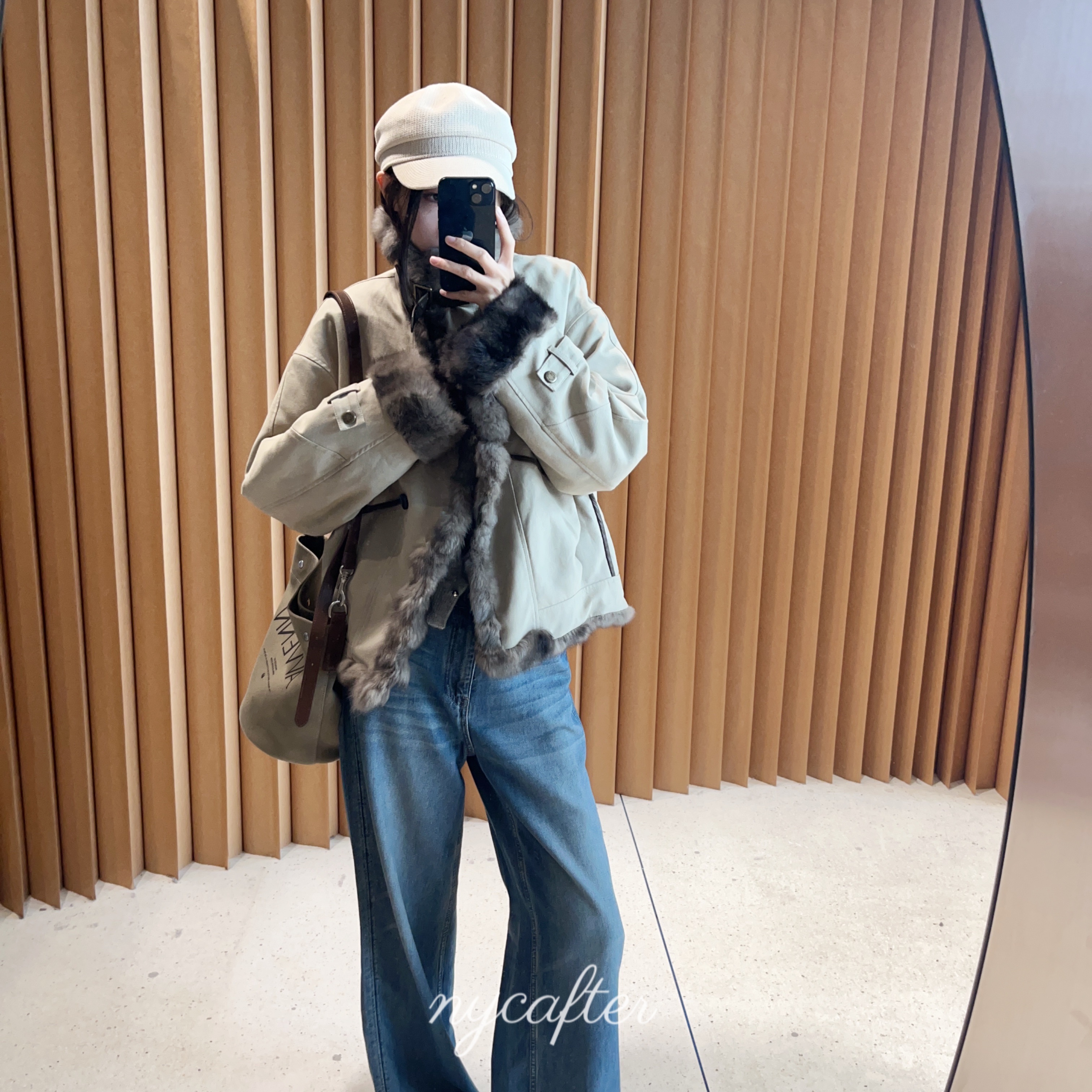 【念念】nycafter 莱赛尔两穿兔毛派克服外套pc3435