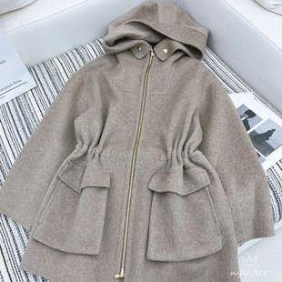 2024LO手工缝制拉链连帽大衣美丽诺羊毛双面呢大衣YY1518 念念