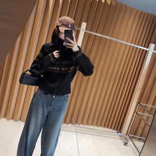 提花针织衫 nycafter羊毛费尔岛毛衣开衫 双拉链外套2631 念念