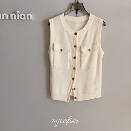 【念念】2025法式修身马甲针织开衫收腰版型圆领马甲背心mm1877