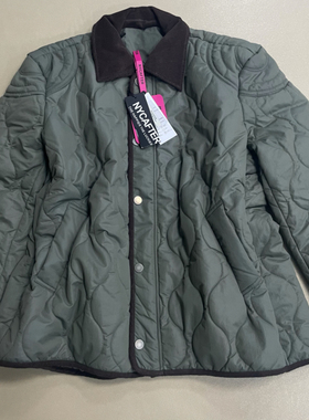 【念念】2024YC设计师品牌绗缝翻领棉衣宽松军绿色棕领棉服IU1273