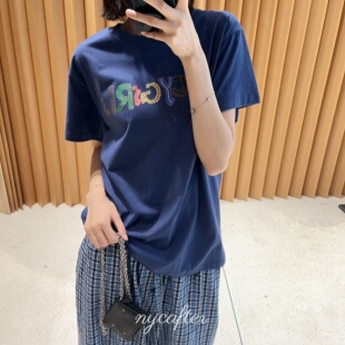 【念念】nycafter新款手绘字母圆领 宽松显瘦减龄短袖T恤女yy2034