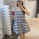 香芋紫格纹小香风吊带背心式 清仓NYCAFTER2023新款 aw经典 连衣裙