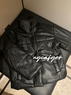 NYCAFTER2023新款 精致软皮隐形按扣棉服厚外套