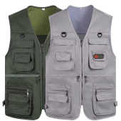 2024AB春秋中年男士 户外摄影钓 V领马甲多口袋坎肩背心马甲爸爸装