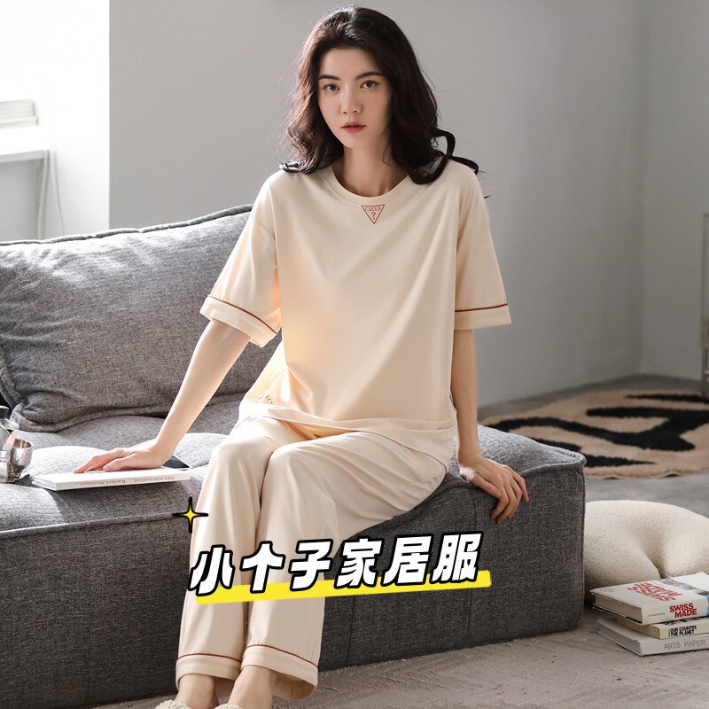小个子睡衣女款夏季2026新款春夏薄款短袖长裤家居服圆领套装xs码