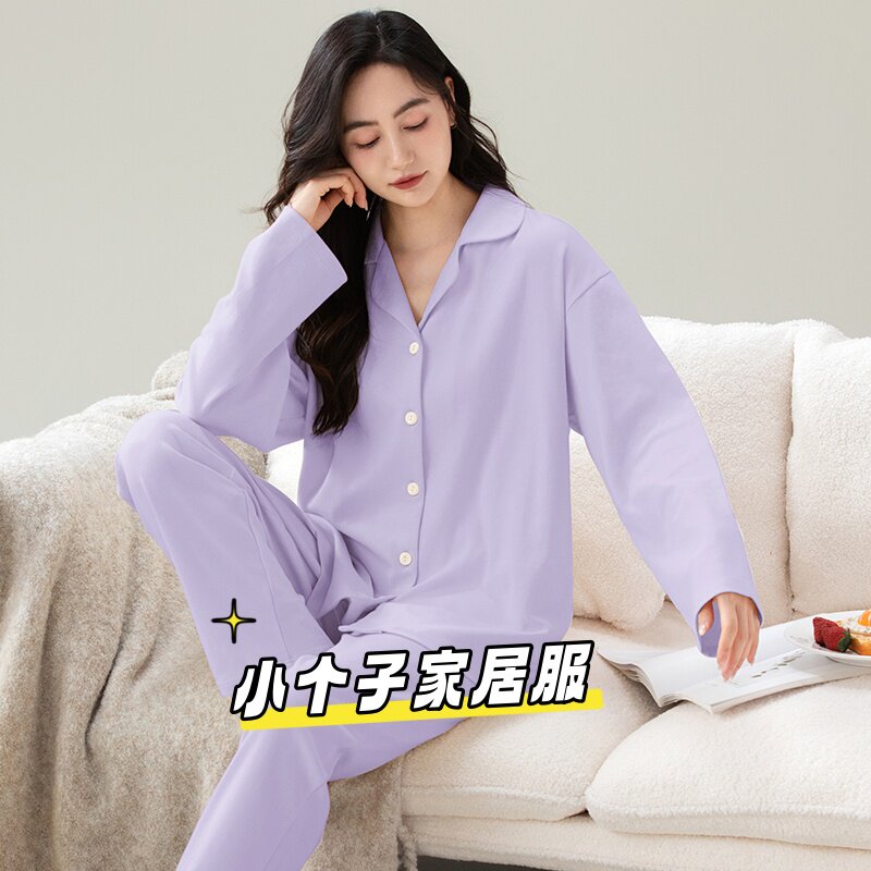 小个子春秋女梭织棉家居服套装图片