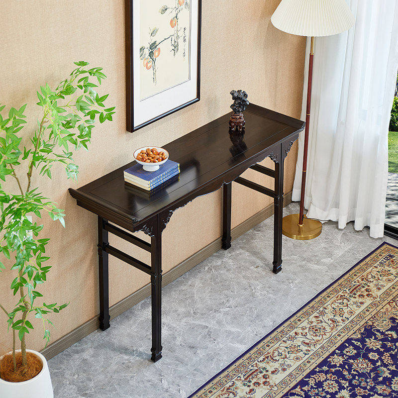 蕴秀阁红木条案紫光檀翘头案明式家具黑酸枝玄关台新中式条案家用