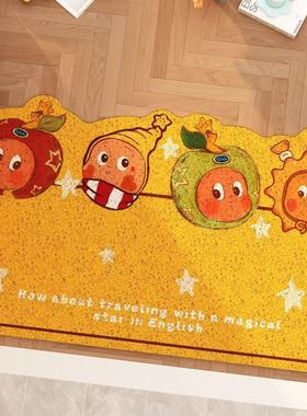 入户门专用地垫卡通进门丝圈脚垫家用门口室外玄关黄色门垫可裁剪