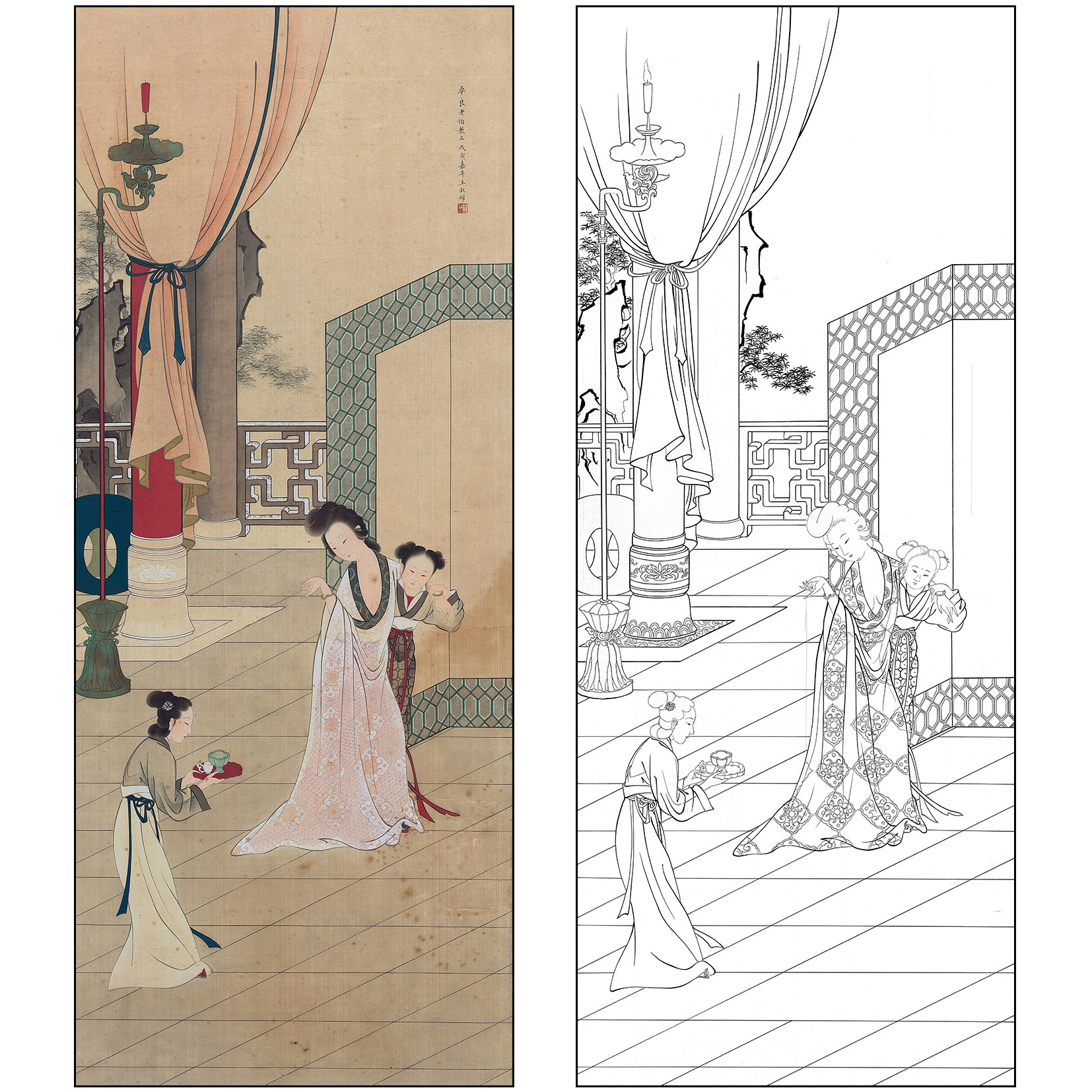 临王叔晖人物仕女工笔画白描底稿宣纸/书画纸