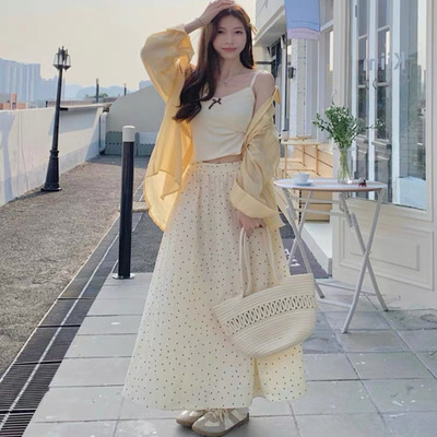 波点半身裙女夏季时尚三件套装